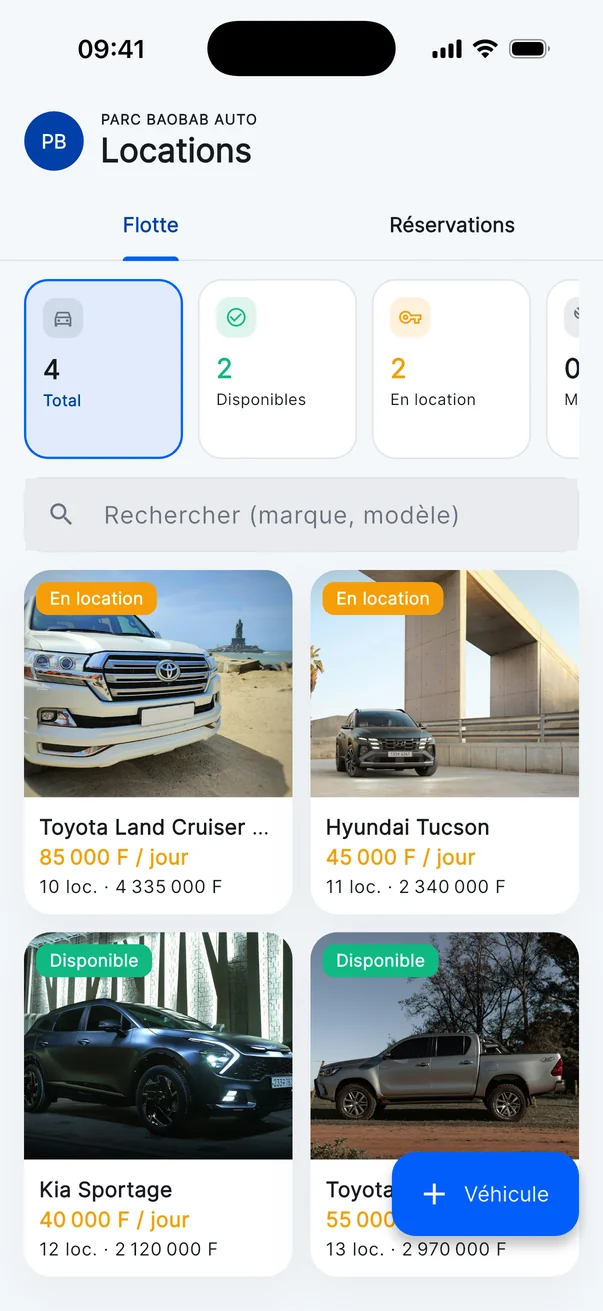 Flotte de location et véhicules en location dans Kylio